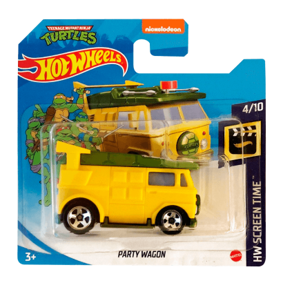 Машинка Базова Hot Wheels Teenage Mutant Ninja Turtles Party Wagon Screen Time 1:64 GRX96 Yellow - Retromagaz