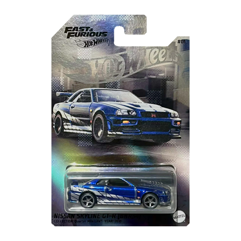 Машинка Premium Hot Wheels Nissan Skyline GT-R (R34) Virtual NFT Garage Fast & Furious 1:64 JFJ03 Blue - Retromagaz