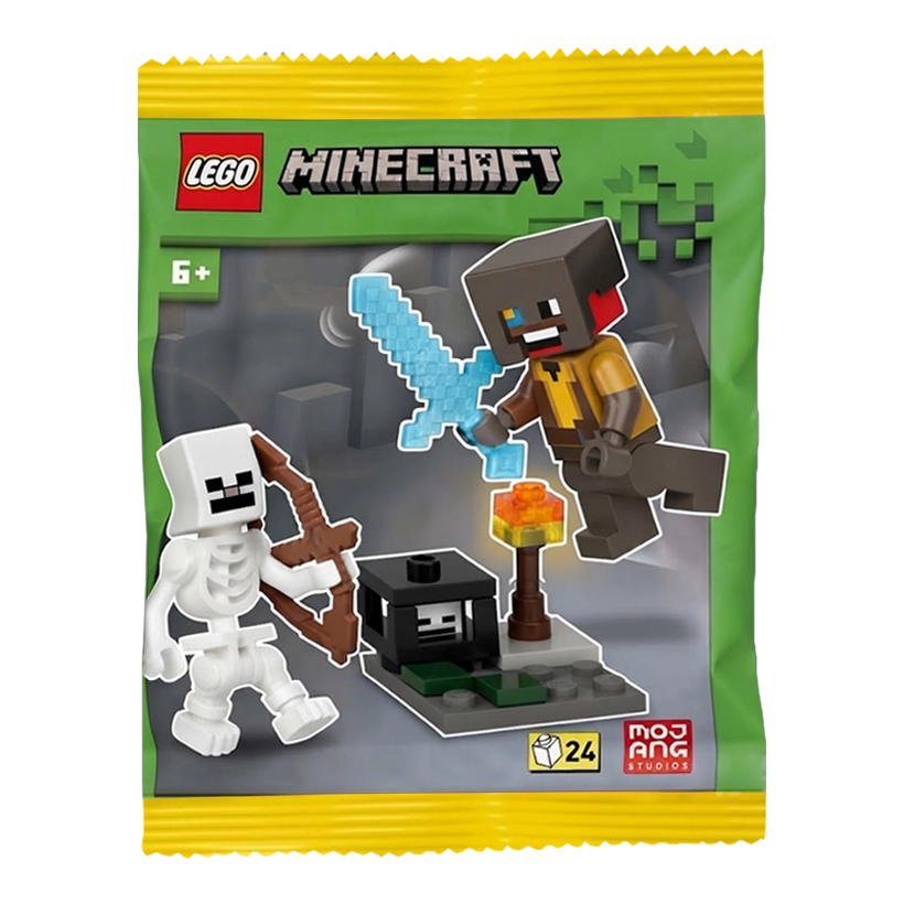 Конструктор Lego Фігурка Parrot Handler with Skeleton and Spawner Paper Bag Minecraft L0002253 Новий - Retromagaz