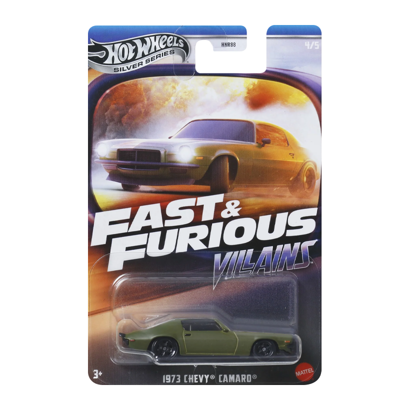 Тематична Машинка Hot Wheels 1973 Chevy Camaro Villains Fast & Furious 1:64 JBY37 Green - Retromagaz