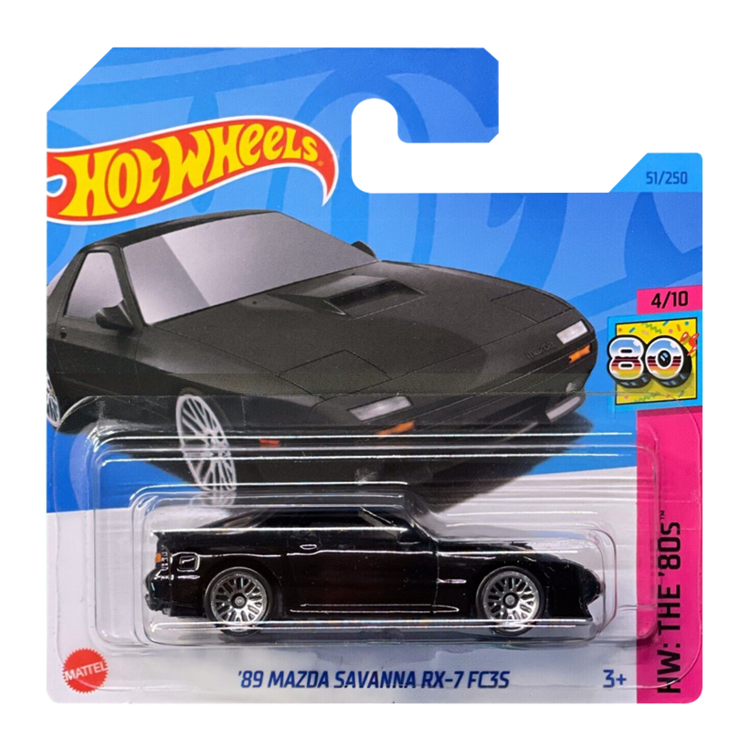 Машинка Базова Hot Wheels '89 Mazda Savanna RX-7 FC3S The `80S 1:64 HKJ62 Black - Retromagaz
