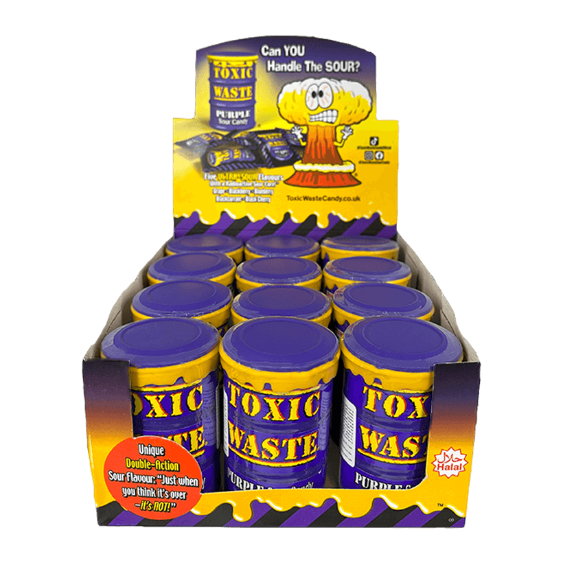 Набір Цукерки 12шт Toxic Waste Purple Sour Candy 42g - Retromagaz
