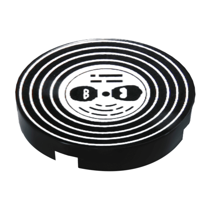 Плитка Lego Кругла Декоративна Vinyl Record with Black Heads with Glasses Pattern 2 x 2 4150pb109 6008192 Black Б/У - Retromagaz