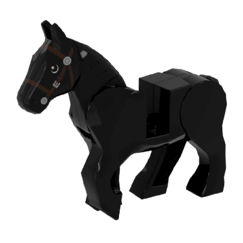 Фигурка Lego Земля Horse Movable Legs Black and White Eyes White Pupils and Dark Brown Bridle Animals 10352c01pb03 6037638 Black Б/У - Retromagaz