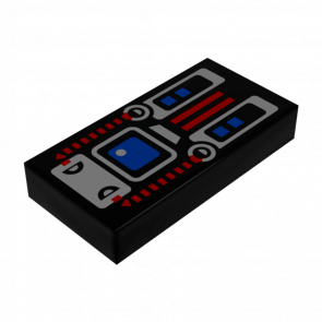 Плитка Lego Декоративна Groove with Spyrius Blue Screen Silver and Red Panel Pattern 1 x 2 3069bpx28 Black 2шт Б/У - Retromagaz