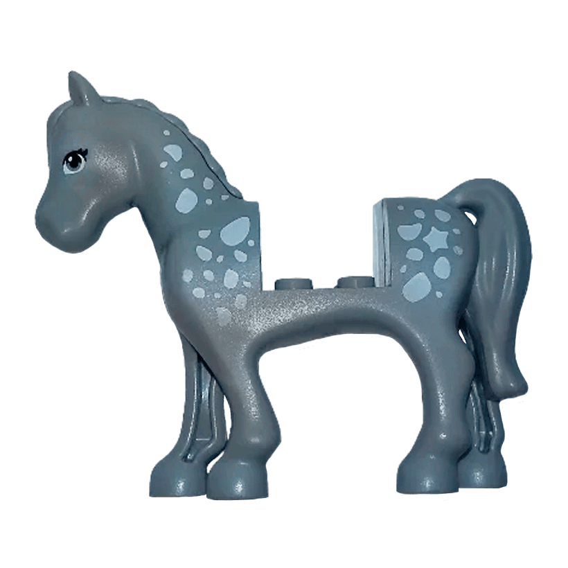 Фігурка Lego Земля Horse Light Bluish Gray Eyes and White Spots Pattern Animals 93083c01pb09 6151588 Light Bluish Grey Б/У - Retromagaz