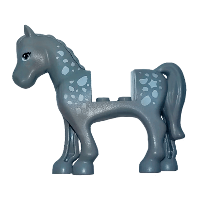 Фигурка Lego Земля Horse Light Bluish Gray Eyes and White Spots Pattern Animals 93083c01pb09 6151588 Light Bluish Grey Б/У - Retromagaz