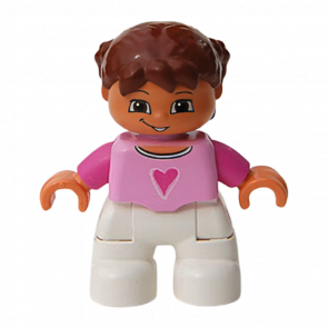 Фигурка Lego Girl Child White Legs Bright Pink Top Duplo 47205pb008 Б/У