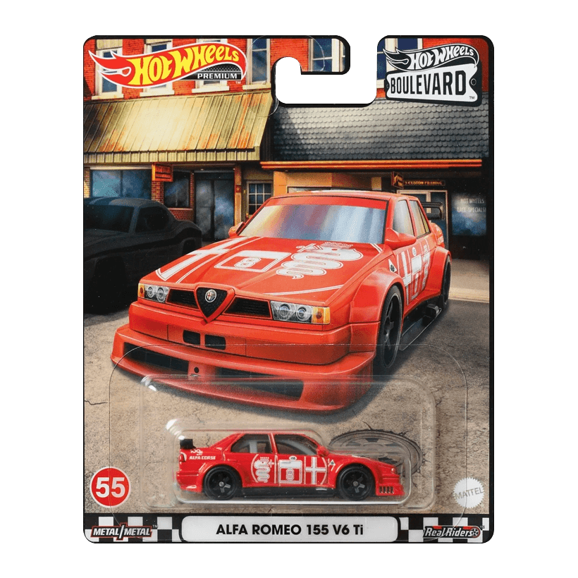 Машинка Premium Hot Wheels Alfa Romeo 155 V6 Ti Boulevard 1:64 HCP34 Red - Retromagaz