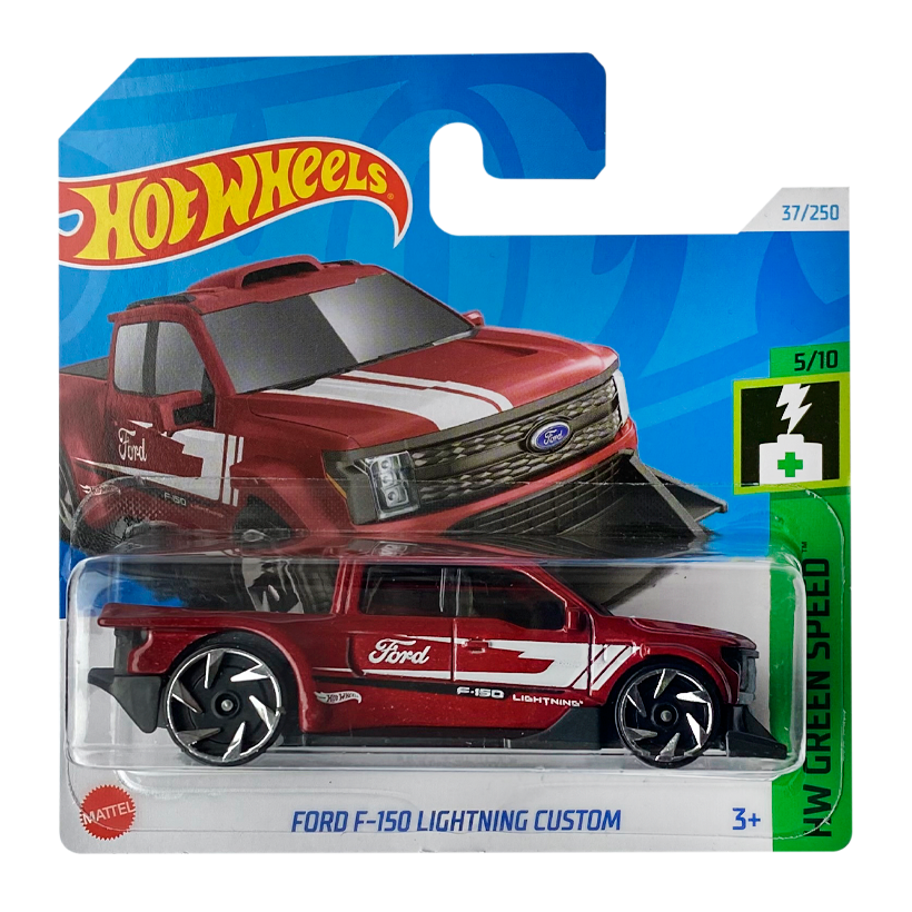 Машинка Базовая Hot Wheels Ford F-150 Lightning Custom Green Speed 1:64 HTB82 Dark Red - Retromagaz