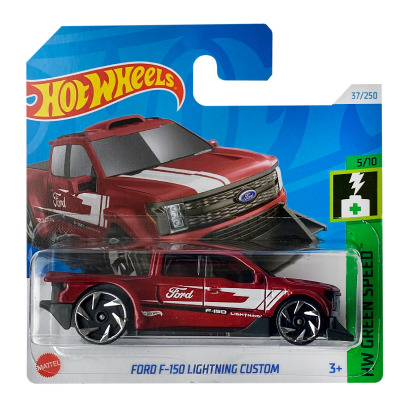 Машинка Базова Hot Wheels Ford F-150 Lightning Custom Green Speed 1:64 HTB82 Dark Red - Retromagaz