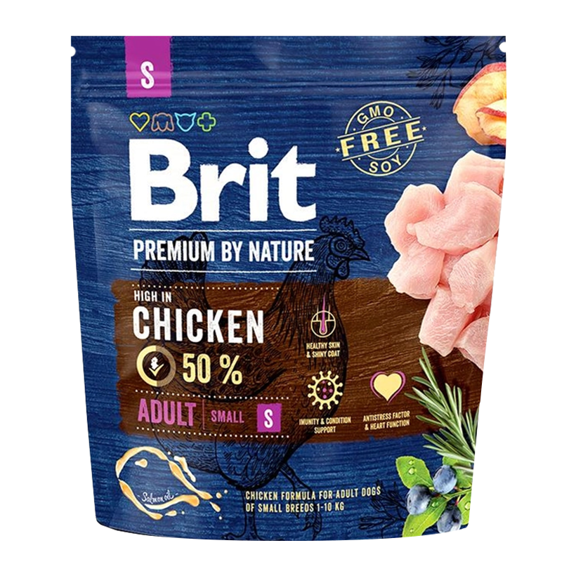 Сухой Корм для Собак Brit Premium Adult S Курица 1kg - Retromagaz