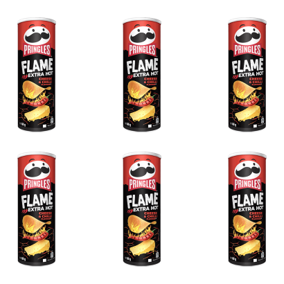 Набор Чипсы 1шт 6шт Pringles Flame Hot Cheese Chilli 160g 5053990160112 - Retromagaz
