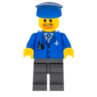 Фігурка Lego 973pb0098 Blue 3 Button Jacket & Tie City Airport air038 Б/У - Retromagaz