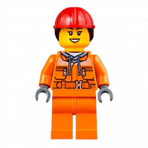 Фігурка Lego 973pb1895 Worker Red Helmet with Long Hair City Construction cty0528 Б/У