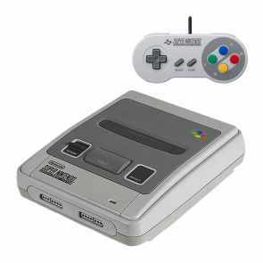 Набор Консоль Nintendo SNES FAT Europe Light Grey Б/У + Геймпад Проводной Grey 2.2m Б/У - Retromagaz