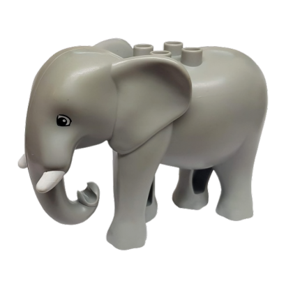 Фігурка Lego Animals Elephant Adult Walking Molded Duplo eleph3c01pb01 Light Bluish Grey Б/У - Retromagaz