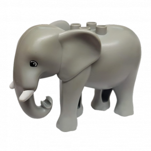 Фигурка Lego Animals Elephant Adult Walking Molded Duplo 89874c01pb01 Light Bluish Grey Б/У - Retromagaz