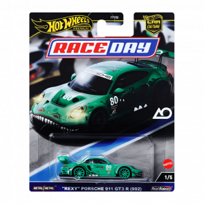 Машинка Premium Hot Wheels "Rexy" Porsche 911 GT3 R (992) Race Day 1:64 HRV72 Green - Retromagaz