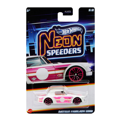 Тематическая Машинка Hot Wheels Datsun Fairlady 2000 Neon Speeders 1:64 JCB04 White - Retromagaz