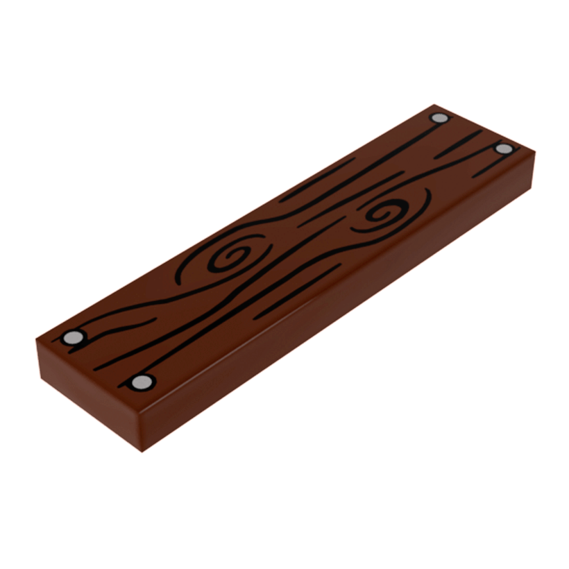 Плитка Lego Декоративна Wood Grain and 4 Nails Pattern 1 x 4 2431pb243 6005735 6022445 Reddish Brown Б/У - Retromagaz