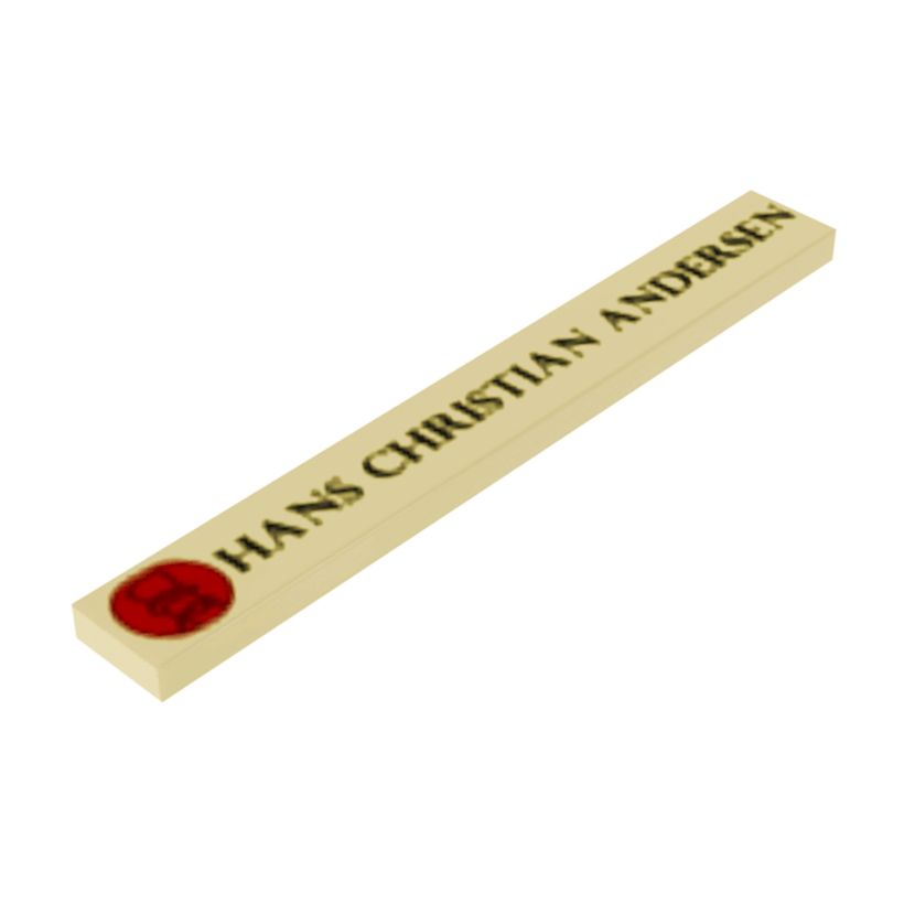 Плитка Lego Декоративна 'HANS CHRISTIAN ANDERSEN' and Minifigure Outline in Red Circle 1 x 8 4162pb184 6217985 Tan Б/У - Retromagaz