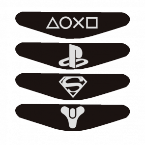 Наклейка RMC PlayStation 4 На Світлову Панель PS Icons + PlayStation + Superman + Destiny Black Новий