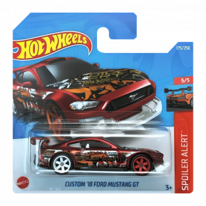 Машинка Базовая Hot Wheels Custom '18 Ford Mustang GT Super Treasure Hunt STH Spoiler Alert 1:64 HCY18 Red