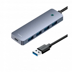 Адаптер Baseus UltraJoy Series 4-Port  HUB Lite USB - USB 3.0 4шт + Type-C Black 0.5m - Retromagaz