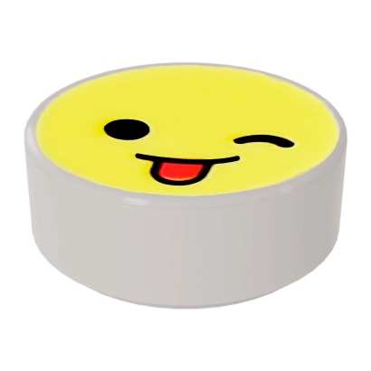 Плитка Lego Emoji Bright Light Yellow Face Wink Круглая Декоративная 1 x 1 98138pb129 35381pb129 6299968 White 10шт Б/У - Retromagaz