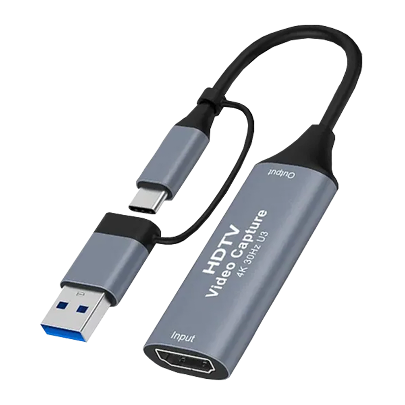 Карта Відеозахоплення RMC Зовнішня HDMI 1.4 - USB3.0 + USB Type-C Grey 0.25m - Retromagaz