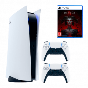 Набір Консоль Sony PlayStation 5 Blu-ray 825GB (9424390) White Новий + Геймпад Бездротовий DualSense + Гра Diablo IV Російські Субтитри