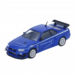 Машинка Premium INNO64 Nissan GT-R R34 V-Spec Tuned By “MINE’S” 1:64 N64-R34VS-MINES-BLUE Silver - Retromagaz