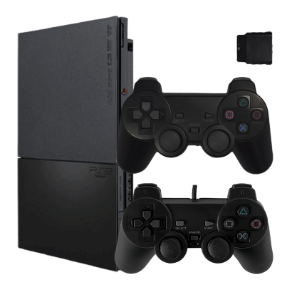 Набор Консоль Sony PlayStation 2 Slim SCPH-9xxx Chip Black Б/У  + Геймпад Беспроводной RMC Новый - Retromagaz