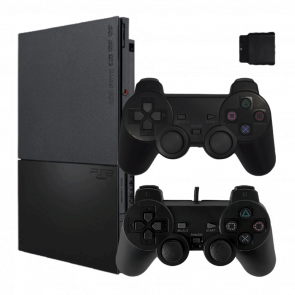 Набор Консоль Sony PlayStation 2 Slim SCPH-9xxx Chip Black Б/У  + Геймпад Беспроводной RMC Новый