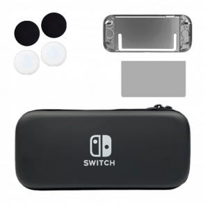 Набір RMC Switch OLED Аксесуари Чохол Твердий та Силіконовий + Захисне Скло + Накладки на Стіки Black Новий - Retromagaz