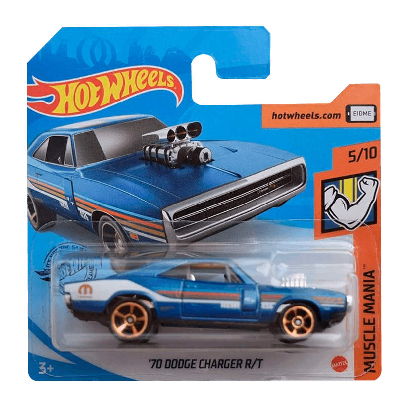 Машинка Базовая Hot Wheels '70 Dodge Charger R/T Muscle Mania 1:64 GHD07 Blue - Retromagaz