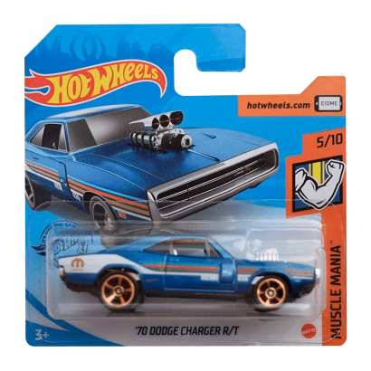 Машинка Базовая Hot Wheels '70 Dodge Charger R/T Muscle Mania 1:64 GHD07 Blue - Retromagaz