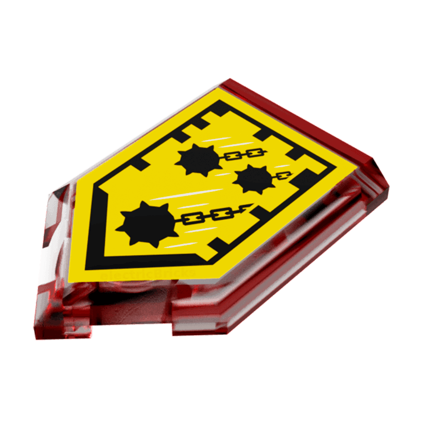 Плитка 4шт Lego Модифицированная Декоративная Pentagonal Nexo Power Shield Pattern Mace Rain 2 x 3 22385pb010 6133259 Trans-Red Б/У - Retromagaz