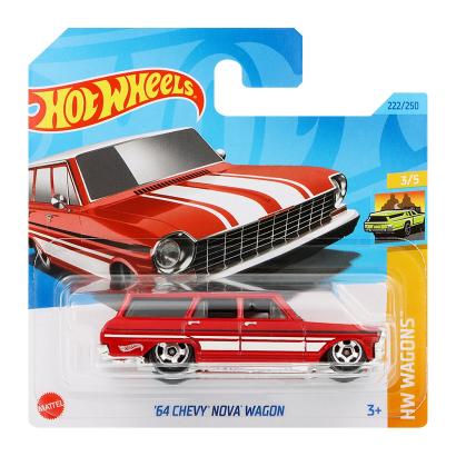 Машинка Базовая Hot Wheels '64 Chevy Nova Wagon Wagons 1:64 HKH70 Red - Retromagaz