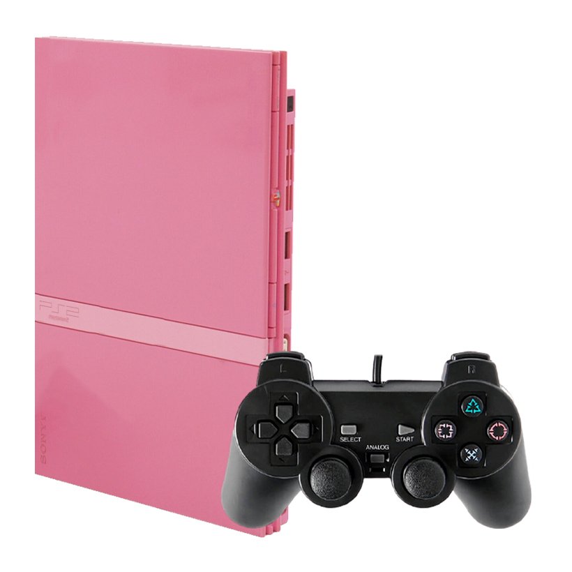 Набор Консоль Sony PlayStation 2 Slim SCPH-7xxx Limited Edition Chip Pink Б/У  + Геймпад Проводной RMC Black Новый - Retromagaz