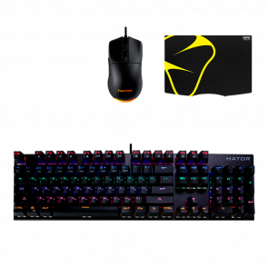 Набір Клавіатура Дротовий Hator Starfall Outemu Red (HTK-608) Black 1.75m Новий + Миша Hator Pulsar (HTM-313) Black + Ігрова Поверхня Mionix Sargas L Набір Клавіатура Дротовий Hator Starfall Outemu Red (HTK-608) Black 1.75m Новий + Миша Hator Pulsar (HTM-313) Black + Ігрова Поверхня Mionix Sargas L - Retromagaz