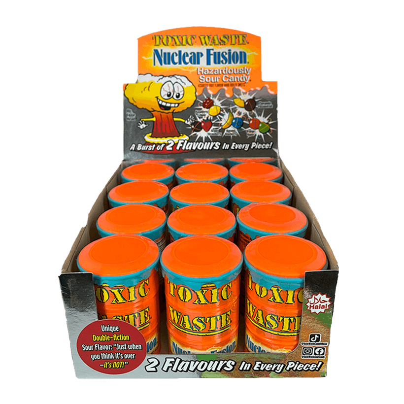 Набір Цукерки 12шт Toxic Waste Orange Nuclear Fusion Sour Candy 42g - Retromagaz