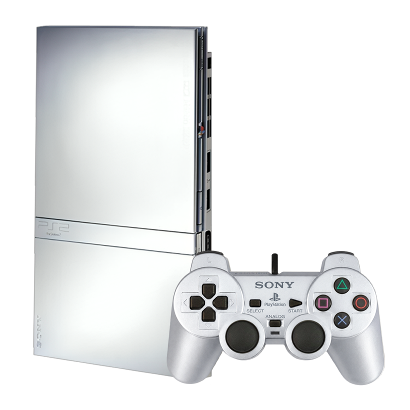 Набір Консоль Sony PlayStation 2 Slim SCPH-7xxx Limited Edition Chip Silver Б/У  + Геймпад Дротовий DualShock 2 - Retromagaz