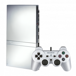 Набір Консоль Sony PlayStation 2 Slim SCPH-7xxx Limited Edition Chip Silver Б/У  + Геймпад Дротовий DualShock 2 - Retromagaz