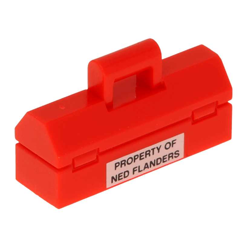 Госп. Інвентар Lego Toolbox with Black 'PROPERTY OF NED FLANDERS' 98368pb001 6064736 Red Б/У - Retromagaz