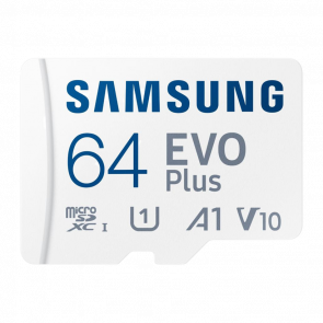 Карта Пам'яті Samsung EVOPlus UHS-I U1 V10 A1 + SD adapter microSDXC 64GB (MB-MC64KA) White Новий Карта Пам'яті Samsung EVOPlus UHS-I U1 V10 A1 + SD adapter microSDXC 64GB (MB-MC64KA) White Новий - Retromagaz