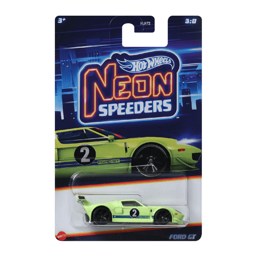 Тематическая Машинка Hot Wheels Ford GT Neon Speeders 1:64 HLH72/HRW77 Yellow - Retromagaz