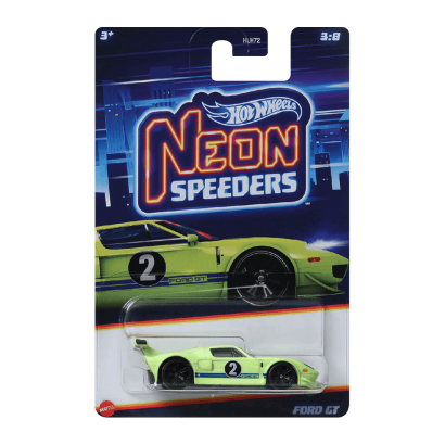 Тематическая Машинка Hot Wheels Ford GT Neon Speeders 1:64 HLH72/HRW77 Yellow - Retromagaz