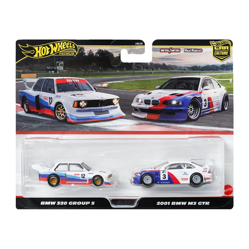 Машинка Premium 2шт Hot Wheels 2001 BMW M3 GTR / 320 Group 5 2-Packs 1:64 JBK99 HBL96 White - Retromagaz